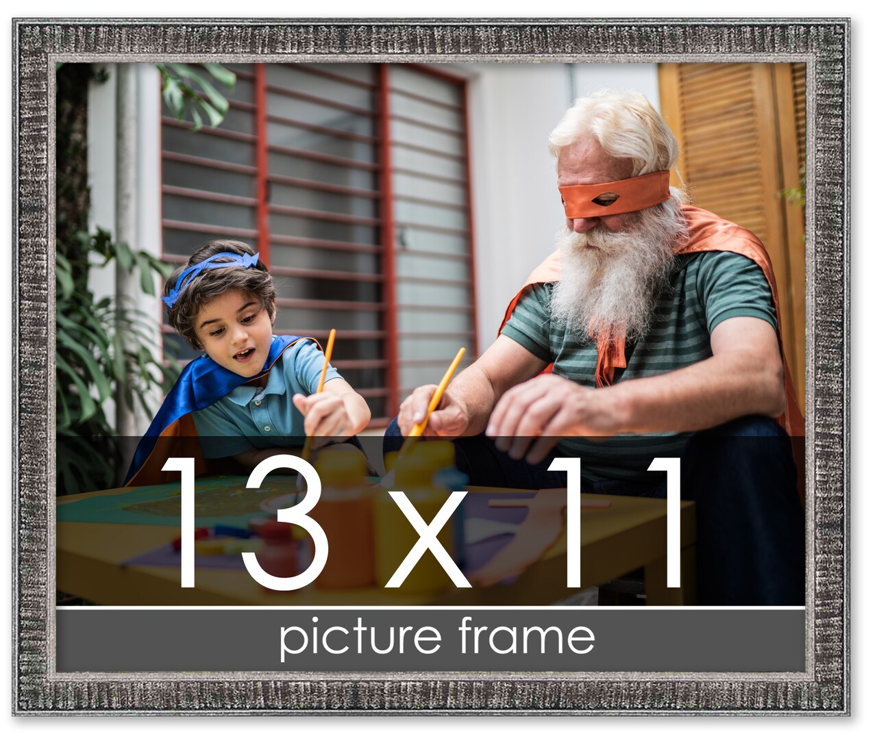 Photo Size Textured Black Picture Frame - UV Acrylic, Foam Board Backing, Hanging Hardware
